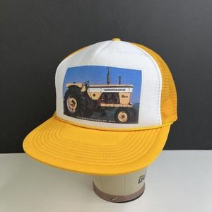 VTG Minneapolis Moline Mesh Snapback Trucker Hat w/ Rope Yellow Tractor Nissin